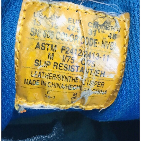 Skechers Work Shoe 13 Steel Alloy Toe Non Slip Leather Flex 2412 Black Blue - Picture 2 of 12